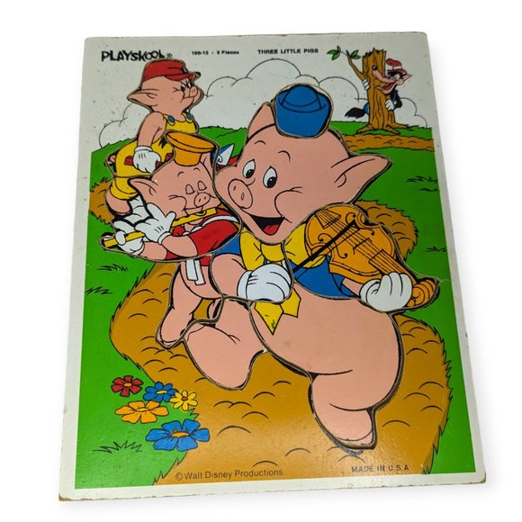 Vintage Playskool Disney 3 Little Pigs Puzzle - Picture 1 of 5
